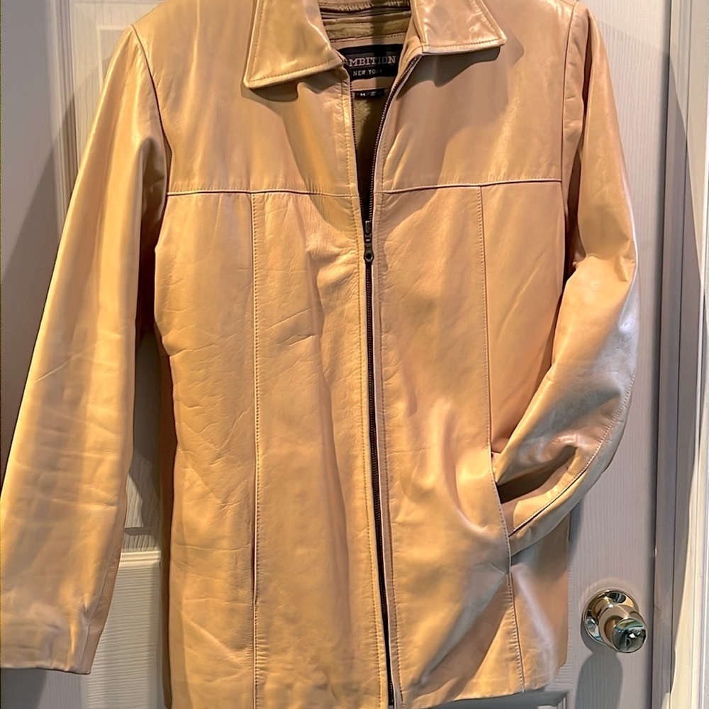 Leather. Jacket.   Vintage camel color leather coat.